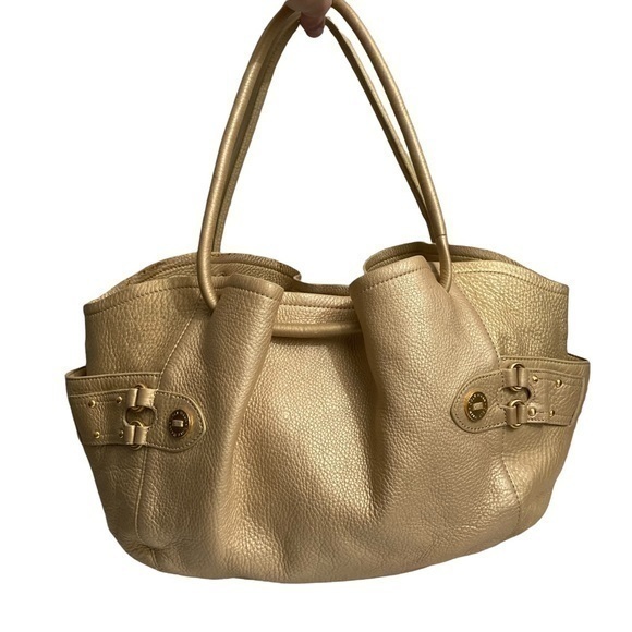 Cole haan gold leather drawstring bag - Picture 1 of 12